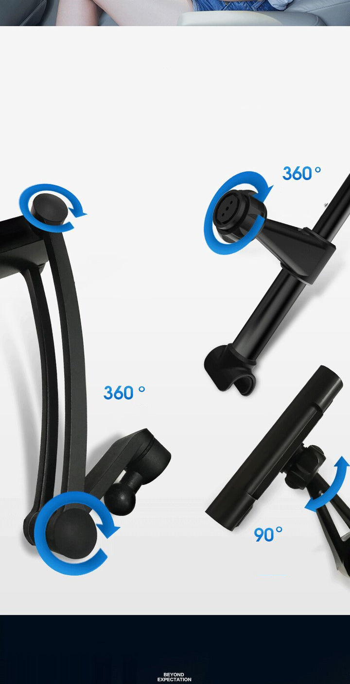 Soporte de Reposacabezas para Tablet y Móvil — Brazo Ajustable 360° para Coche
