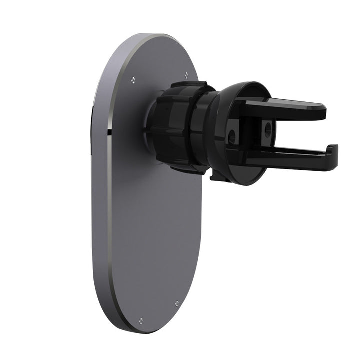 Cargador Inalámbrico Magnético para Coche — Aluminio Cepillado, Montaje en Rejilla (MagSafe)