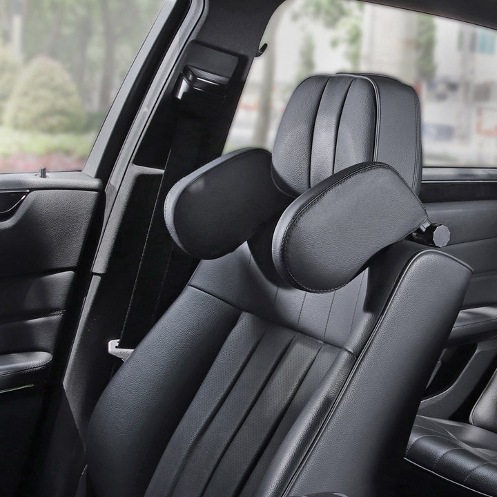 Reposacabezas de Cuero con Alas Ajustables para Coche — Cojín de Cuello Premium