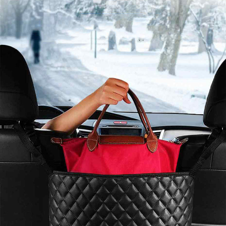 Soporte de Bolso Premium para Coche — Piel Acolchada Capitoné