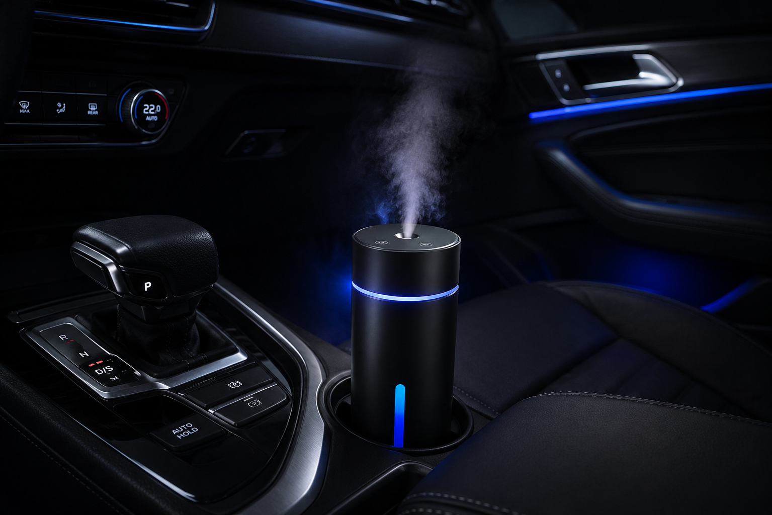 Interior de un coche de noche con acabados BlackMile