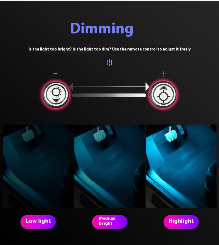 Kit de Luz Ambiental RGB con App para Coche — Piezas Magnéticas Inalámbricas