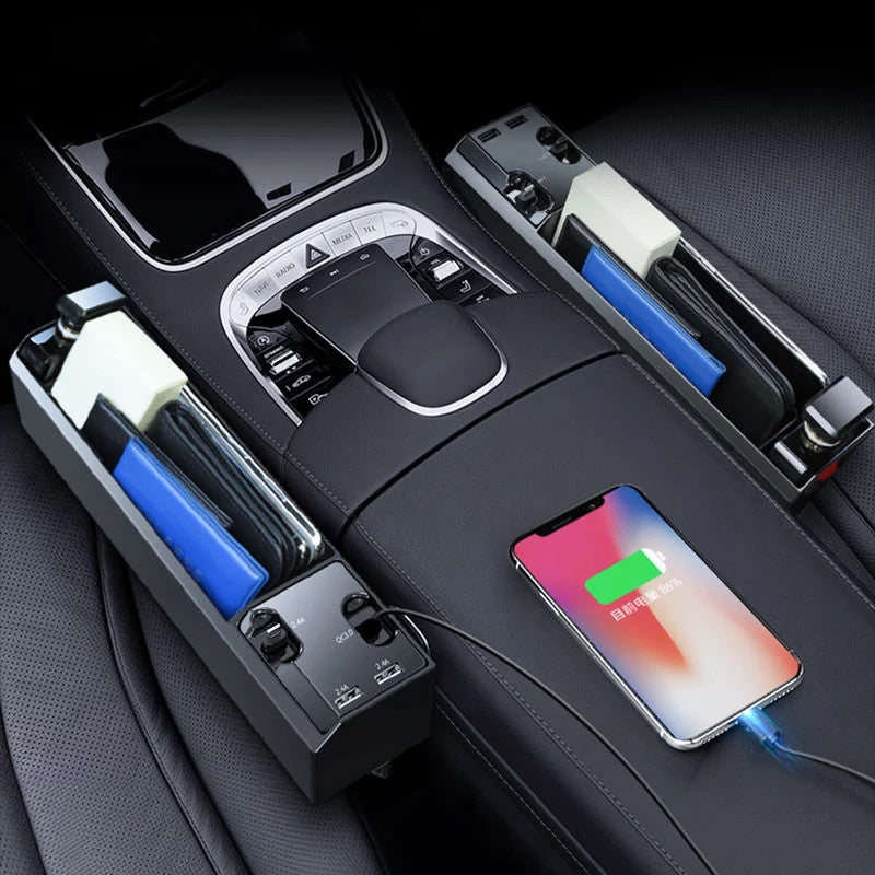 Organizador de Hueco de Asiento para Coche con Cable de Carga Integrado