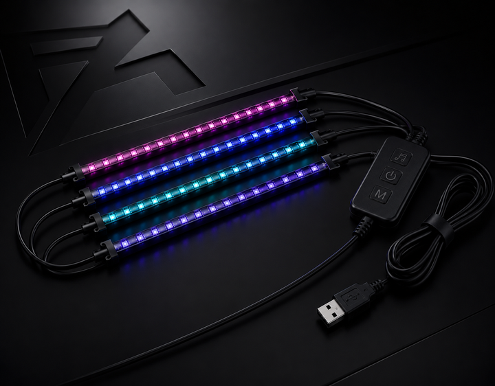 Kit de Luz Ambiental RGB con App para Coche — Bluetooth y Voz