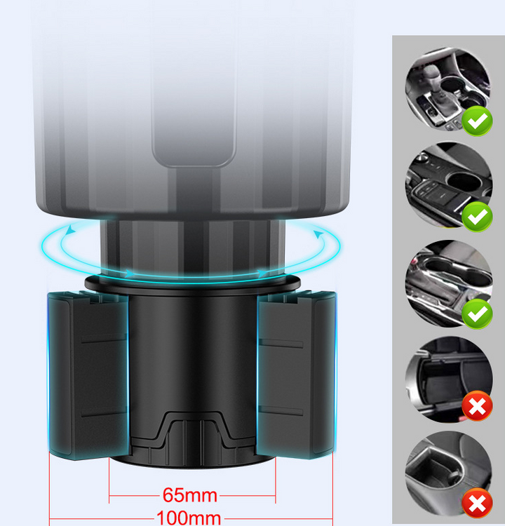 Adaptador Ampliador de Posavasos para Coche (Matte Black)