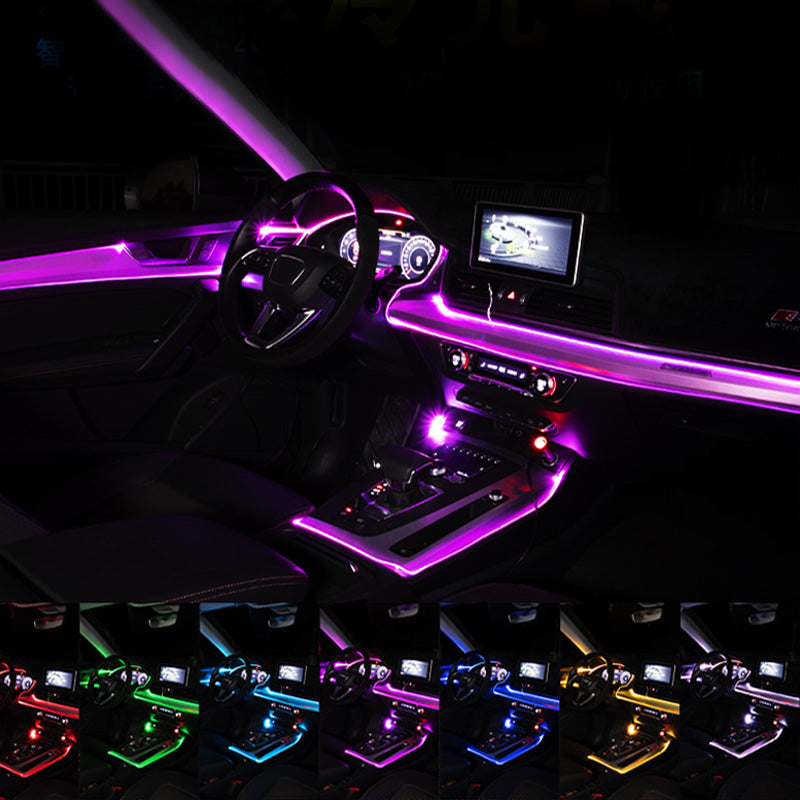 Kit de Luz Ambiental de Fibra Óptica RGB para Coche — Control por App + Modo Música