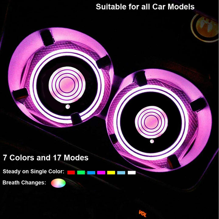 Alfombrilla LED Antideslizante para Cup Holder — Luz Ambiental USB